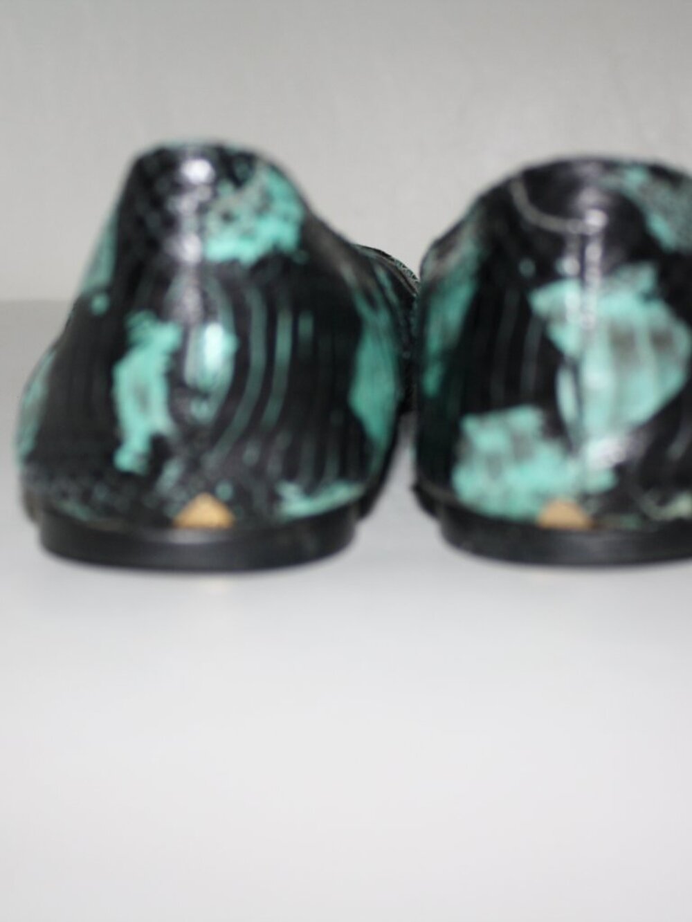 Loeffler Randall - Black & Teal Snakeskin Pointed Toe Flats -  Sz 8 - Picture 5 of 12